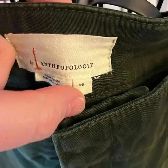 Anthropologie Cadet Slim Utility Pants Moss Green Skinny Cargo Waist-Sz 26 - Picture 2 of 4